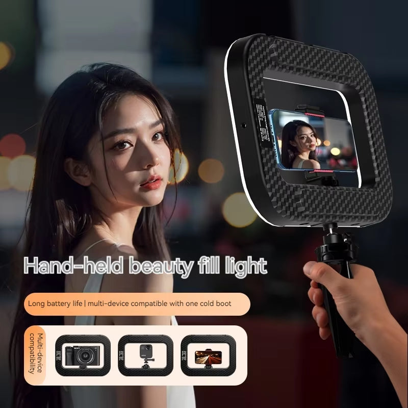 New Handheld Ring LED Rechargeable Fill Light Portable Mobile Phone Live Broadcast Photography
