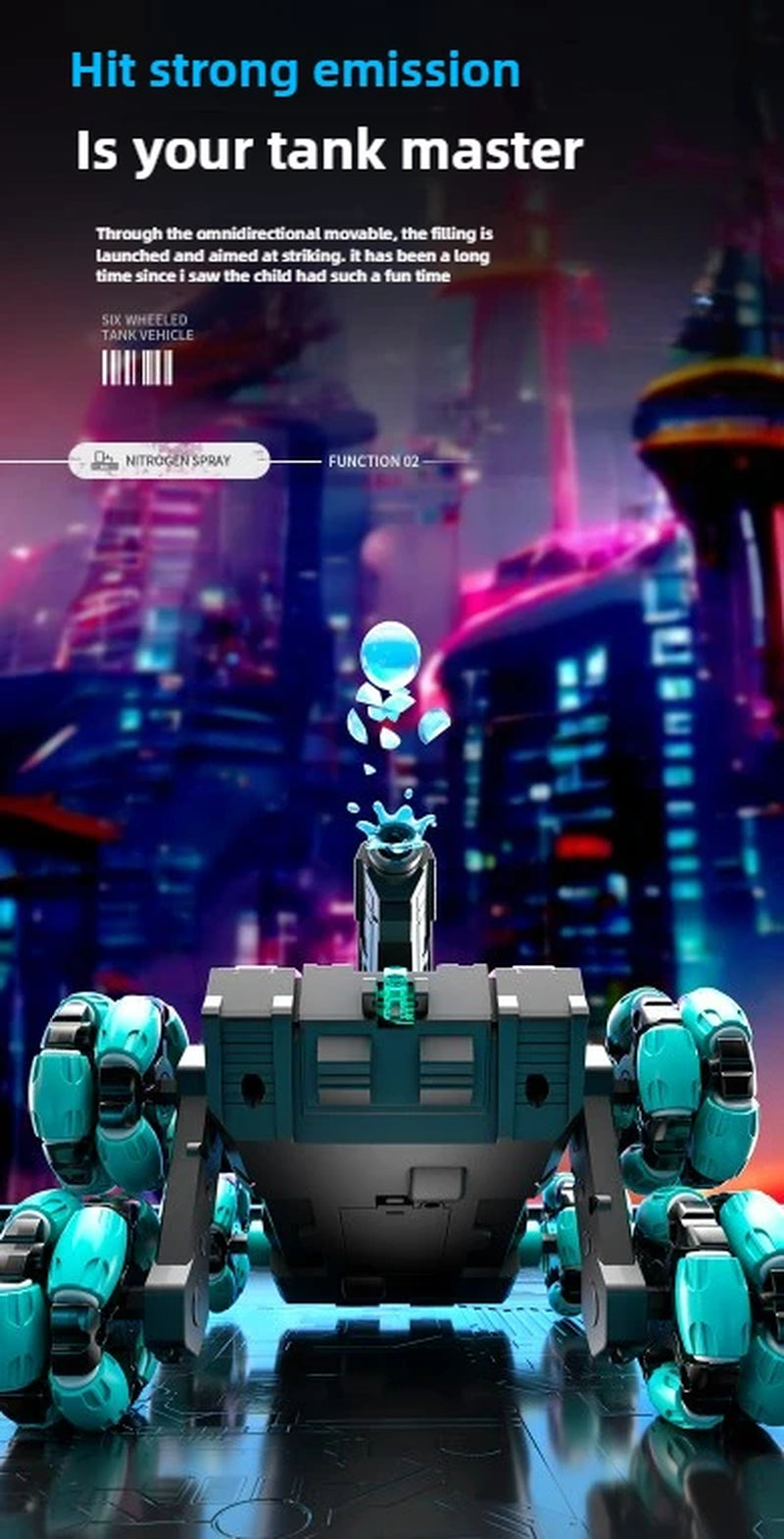 Six-Wheeled Remote Control Tank Car Gesture Sensor Can Be against the Launching of Water Bombs Children'S Toy Car
