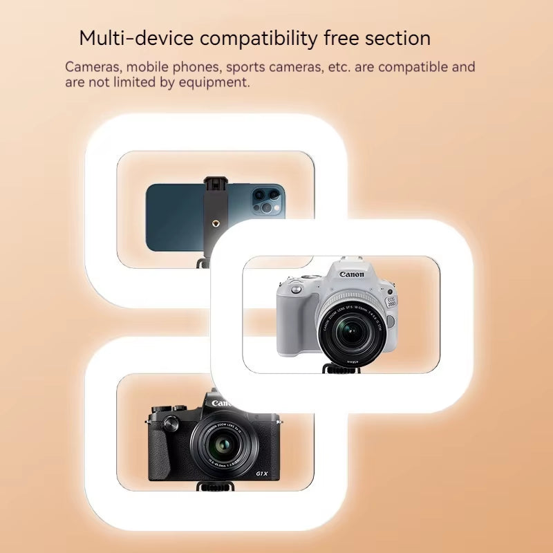 New Handheld Ring LED Rechargeable Fill Light Portable Mobile Phone Live Broadcast Photography