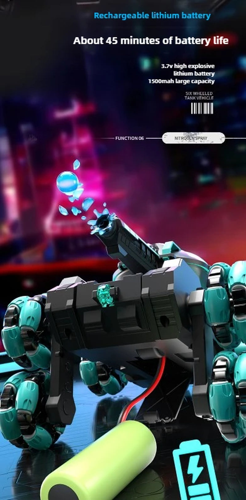 Six-Wheeled Remote Control Tank Car Gesture Sensor Can Be against the Launching of Water Bombs Children'S Toy Car
