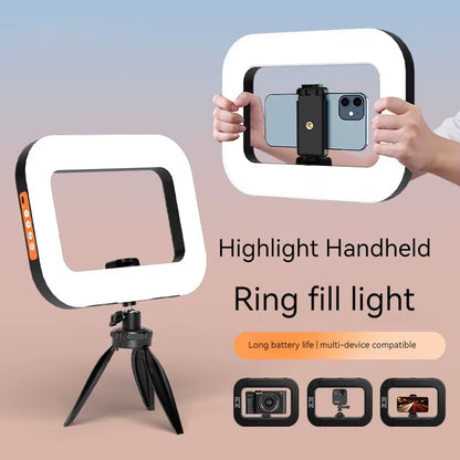 New Handheld Ring LED Rechargeable Fill Light Portable Mobile Phone Live Broadcast Photography 