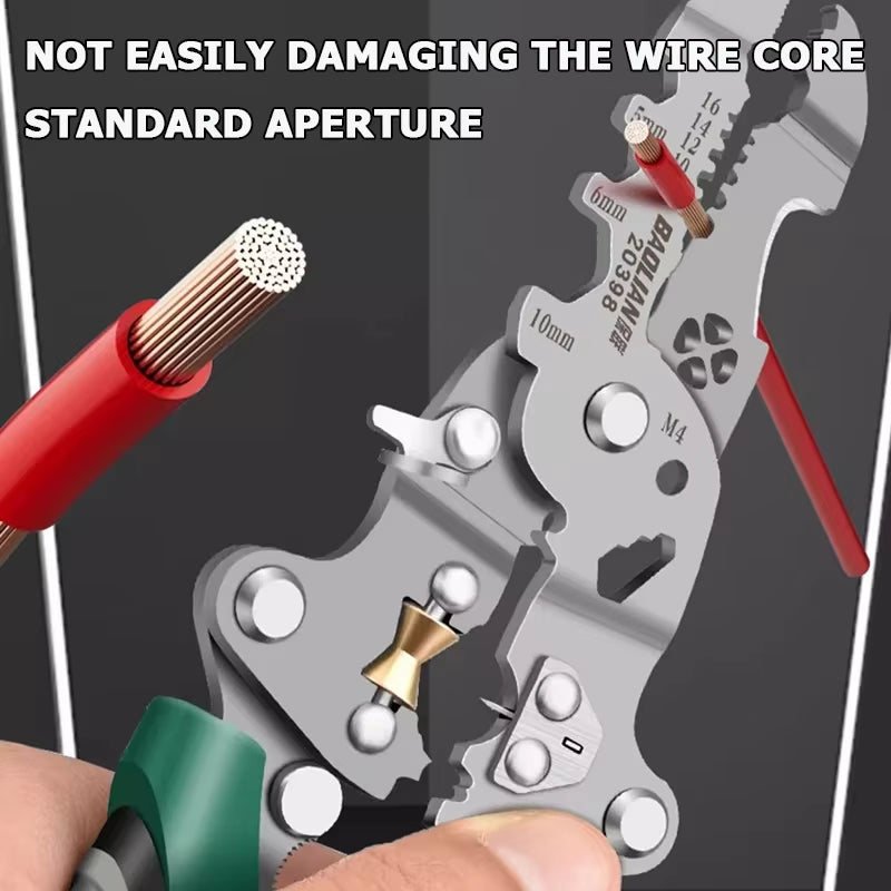 Foldable Multifunctional Wire Stripper Cables Stripping Press Peeler Pliers Terminal Crimping Gross Side Cutting Tool Plier