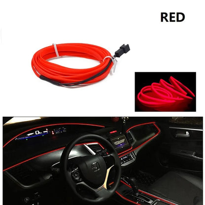 1M/3M/5M Car Interior Led Decorative Lamp EL Wiring Neon Strip for Auto DIY Flexible Ambient Light USB Party Atmosphere Diode