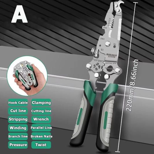 Foldable Multifunctional Wire Stripper Cables Stripping Press Peeler Pliers Terminal Crimping Gross Side Cutting Tool Plier