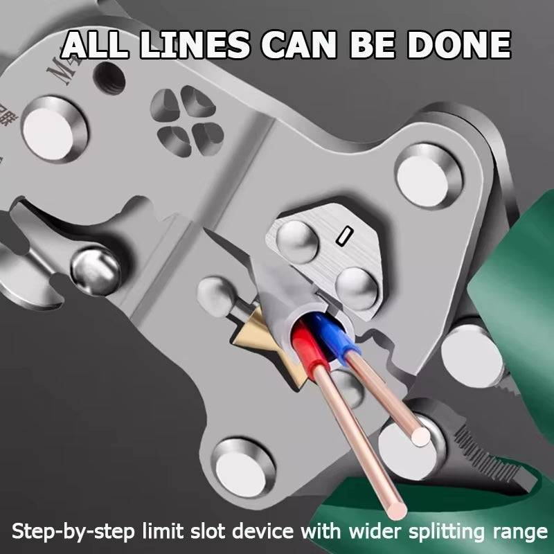 Foldable Multifunctional Wire Stripper Cables Stripping Press Peeler Pliers Terminal Crimping Gross Side Cutting Tool Plier