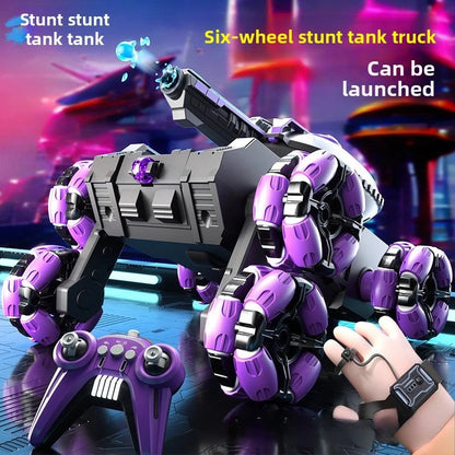 Six-Wheeled Remote Control Tank Car Gesture Sensor Can Be against the Launching of Water Bombs Children'S Toy Car
