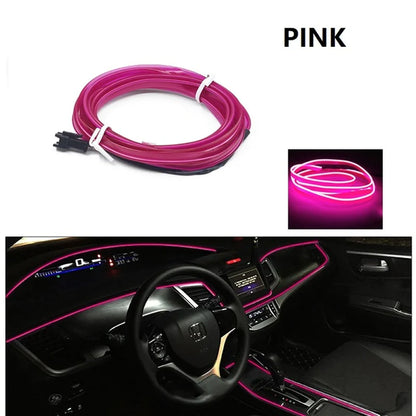 1M/3M/5M Car Interior Led Decorative Lamp EL Wiring Neon Strip for Auto DIY Flexible Ambient Light USB Party Atmosphere Diode