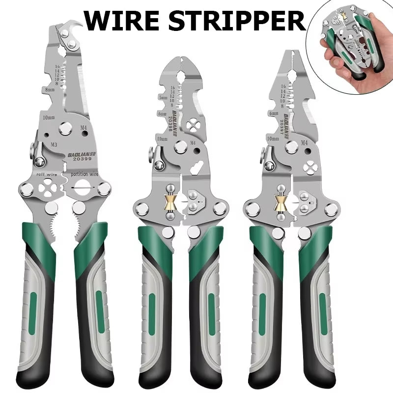 Foldable Multifunctional Wire Stripper Cables Stripping Press Peeler Pliers Terminal Crimping Gross Side Cutting Tool Plier