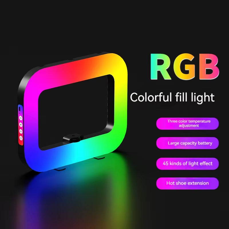 New Handheld Ring LED Rechargeable Fill Light Portable Mobile Phone Live Broadcast Photography 