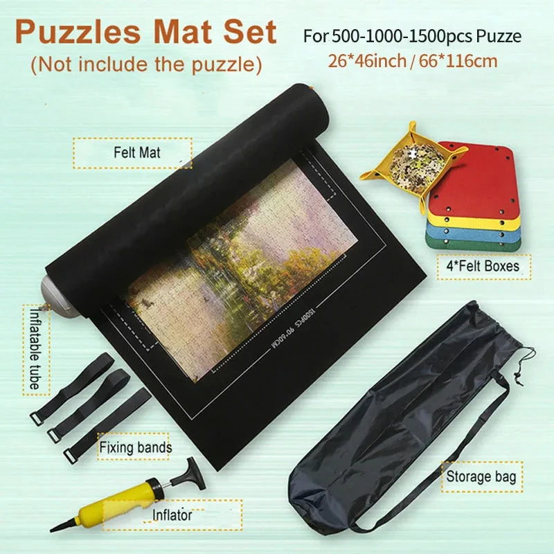 PuzzleMate™ Roll-Up Felt Mat – Portable Puzzle Storage for up to 3000 Pieces