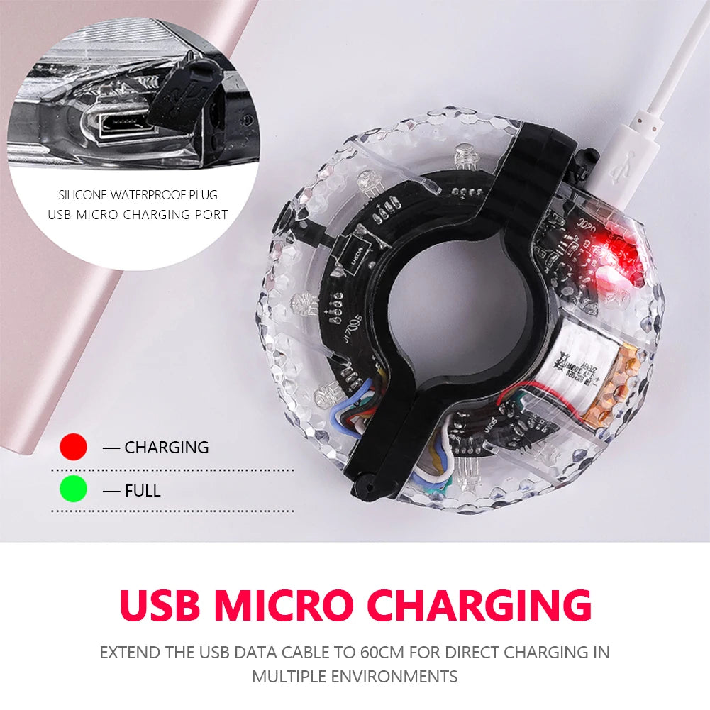 Colorful Bicycle Spoke Lights 300Mah LED Bicycle Wheel Hub Light USB Rechargeable Waterproof Safety Warning Decoration